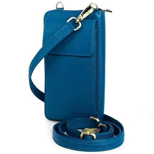 BULL GUARD Crossbody Leather Wallet Phone Purse, Anti Theft and RFID Blocking, Small Elegant Design for Travel