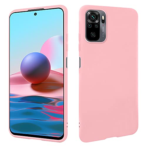 HSP Funda rosa compatible con Xiaomi Redmi Note 10 / 10s | Funda de silicona TPU premium | Adecuado para carga inductiva | Resistente a los arañazos | Superficie mate | Funda protectora fina y suave Cover