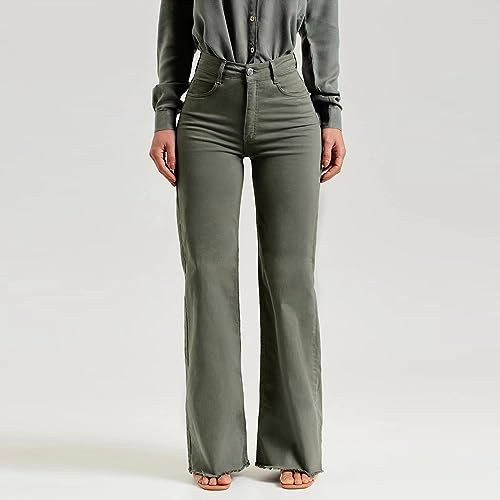 Jeans for Women Women's Casual Tight Sexy High Waisted Button Long Solid Color Pants with Hem Jean Cargo Pants for4