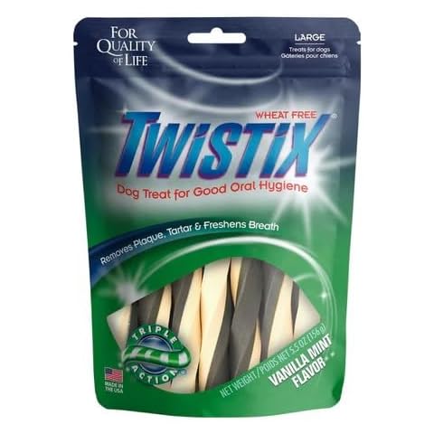 Twistix Wheat Free Dental Dog Treats - Vanilla Mint Flavor Large - for Dogs 30 lbs & Up - (5.5 oz) - Pack of 4 Cover