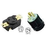 NEMA L6-20 Plug and Receptacle Set - Rated for 20A, 250V, 3-Wire, 2 Pole - cUL Listed
