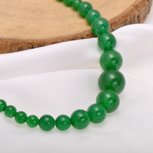 Paialco Enhanced Emerald Green Jade Graduated Round Beads Strand Choker Necklace For Women, Toggle Clasp #TOP3