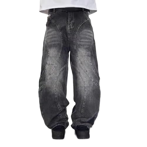 Barrel Jeans Men Supper Baggy Patchwork Wide Leg Skater Denim Pants Streetwear High Waist Barrel Leg Bottoms Relaxed Fit