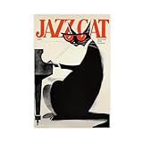 WJWART Jazz-Katzen-Druck, Jazz-Club-Poste, Leinwand-Poster, 