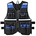 HANTINSTINA Electrician Tool Vest for Men, Adjustable Safety Vest with Upgraded Pockets and Zippers for Carpenters & Construction, Blue and Black