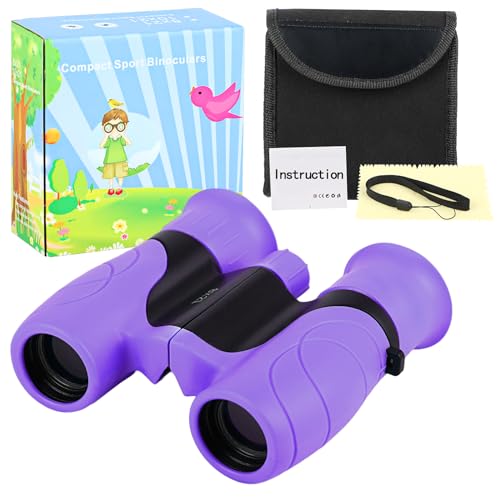 FIZILI Binóculos para crianças com ampliação de 8 x 21, cuidados com os olhos e à prova de quedas, a
