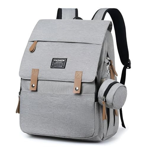 Image of Plusfeel Diaper Bag Backpack, Baby Essentials Bag with Insulated Pockets Stroller Straps, Multifunctional Large Capacity Bags for Baby Girl Boy, Waterproof Backpack for Mom Dad Travel, Grey