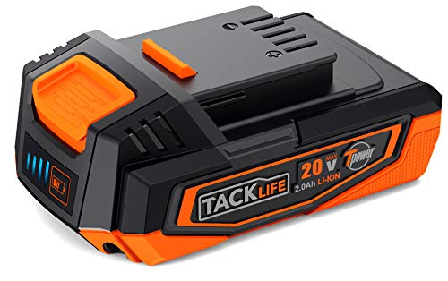 TACKLIFE 2.0A/20V Max Lithium-ion Battery Pack, 2000 mAh Capacity Cordless Battery, 40WH Compact and Portable Rechargable Battery for TACKLIFE KDB20A, DHT1A, RES004,TK2020