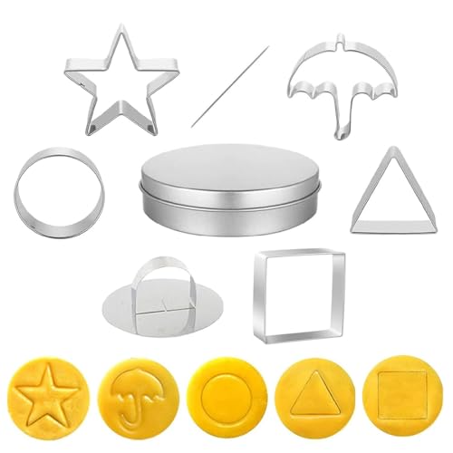 JAWUZ Moldes De Galletas De Acero Inoxidable,7 Piezas Cortadores De Galletas De Acero Inoxidable,Kit De Juego De Azúcar De Calamar,Juego Molde De Galletas Para Galletas Pastelería Fondant Sándwich