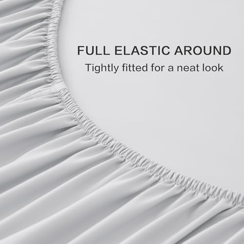 Image of Andency Light Grey Queen Sheets Set 100% Viscose Derived from Bamboo | Cooling Summer Sheets, Deep Pocket Up to 16 inch, Silky Soft Hotel Luxury Breathable Bedding Sheets & Pillowcases