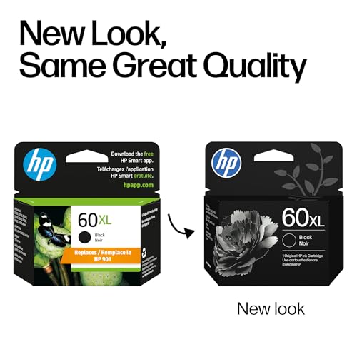 HP 60XL Black High-Yield Ink Cartridge | Works with DeskJet D1660, D2500, D2600, D5560, F2400, F4200, F4400, F4580, Envy 100, OfficeJet 4500, J4680, 4500, PhotoSmart C4600, C4700, D110a | CC641WN - image 3