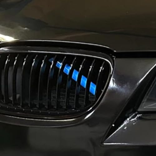 Image of Bevinsee V Cover Braces Kidney Bars Compatible with E90 E91 E92 E93 320i 323i 325i 328i 330i 335d 335i 335is 335xi 2006-2013 Aluminum Front Grille Inserts Brace Wrap Stripes Covers, Blue