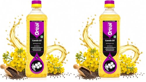 Image of Oreal Premium Pure Canola Oil, 1 Litre for Cooking | Natural | Chemical-Free | Healthiest Cooking Oil | Rich in Omega-3 and Omega-6 | Improve in Metabolisms & Keeps Active | Preservative Free Suitable for all Ages