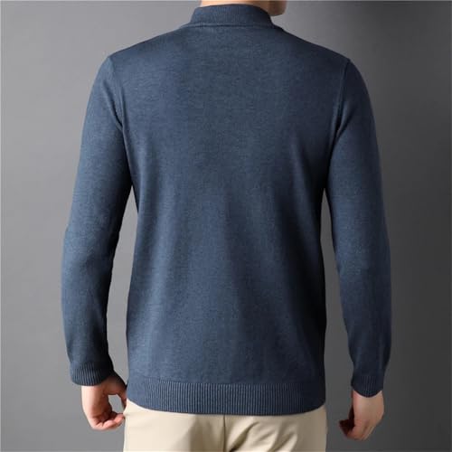 Men Thick Warm Mock Neck Pullover Sweater Solid Slim Fit Long Sleeve Knit Casual Tops2