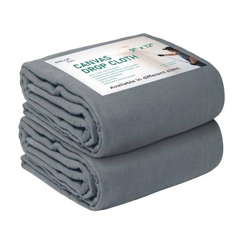 Avalon Home Canvas Drop Cloth for Painting 9x12 feet Pack of 2-8oz Painters Drop Cloths for Painting - All Purpose Canvas Tarps for Floor & Furniture Protection - Recycled Cotton Fabric