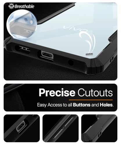Image of WOW IMAGINE Shock Proof Clear Back Case Mobile Cover for Vivo X300 5G (Hard | Hybrid PC + TPU | Full Armour Device & Camera Protection | Black)