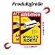 3 Stück Pack Magnetische Warnschilder Achtung Toter Winkel Morts Aufkleber,Set Wohnmobil Aufkleber Toter Winkel,17 x 25 cm, für Bus und Wohnwagen Warntafel Hinweiszeichen