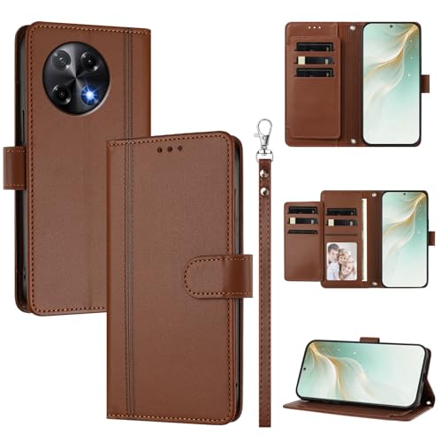 �X�}�z�P�[�X �Ή��@�� for Tecno Camon 30S / 30S Pro �X�}�z�P�[�X�y�E�H���b�g�f�U�C�� �f���A���J�[�h�X���b�g �L���b�V�� �t���b�v���X�^���h �����h�~�zBrown