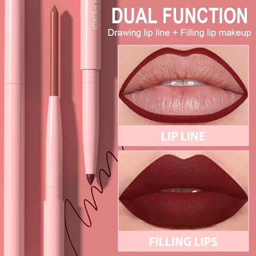 Image of evpct 6Pcs Retractable Lip Liner Pencils Set Pack for Shaping & Sculpting Lips, Mauve Maroon Red Orange Nude Chocolate Dark Brown Plum Creamy Matte Gel Lip Liner Lipliners Pencil delineador de labios