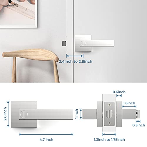 Sagaiot 6 Pack Door Handles, Polished Chrome Door Knobs Privacy Function Without Keys, Bedroom Bathroom Door Knobs Interior For Left Or Right Handed Doors, Modern Door Levers #TOP1