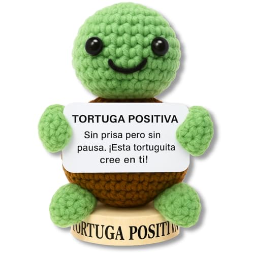 Tartaruga Positiva – Presente Original e Divertido para Mulher, Namorada, Amiga ou Companheira de Trabalho | Peluche Motivacional | Presente para Opositores, Escritório ou Universidade | Detalhe de