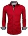 Tom's Ware Mens Classic Slim Fit Contrast Inner Long Sleeve Dress Shirts TWNMS314-1-317-WINE-US S
