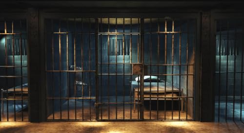 Loccor 15x10ft Fabric Jail Backdrop Halloween Prison Cell Picture Background White Trash Party Favors Murder Mystery Birthday Party Poster Police Retirement Party Supply Kids Adults Photography Props
