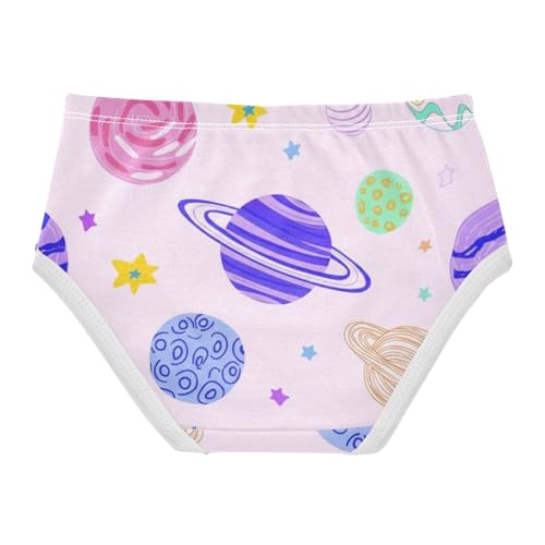 Cotton Toddler Girls Underwear Colorful Planets Stars Light Pastel Panties Little Girl Bright Briefs Kids Undies 2t2