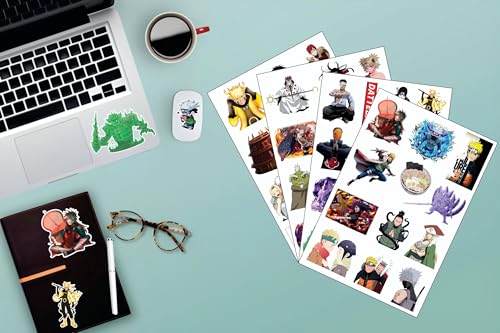 Image of AnimeVerse Pack of 50 Naru Anime Stickers for Laptop, Phone, Guitar, Bike, PC, | Waterproof Glossy Vinyl Decals | Residue-Free Anime Stickers Collection (Naruto Shippuden)