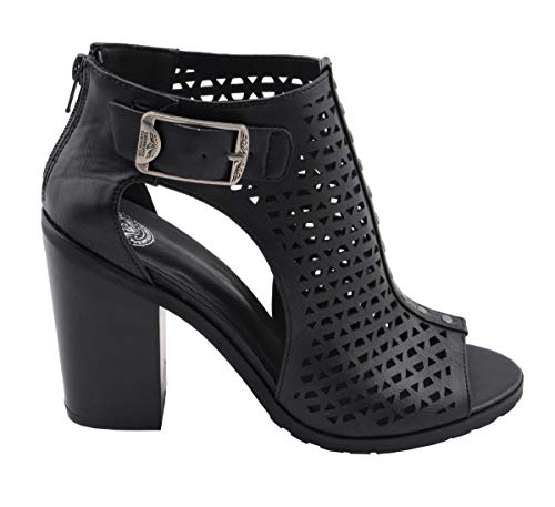 Milwaukee Leather MBL9453 Women's Black Mesh Open-Toe Platform Fashion Casual Heeled Sandals with Buckle Strap3