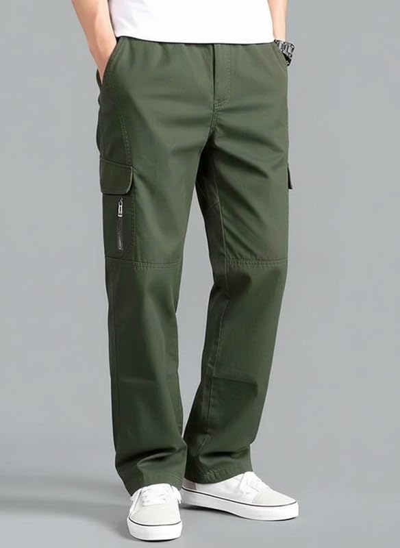 Image of DEELMO Men's Stylish Multi-Pocket Cargo Pants || Casual Fit Trousers || Stylish Cargo Trousers for Men || Men's Pants (MD506 01 04)