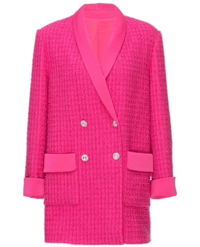Costume veste en tweed pour femme avec revers écharpe et boutons croisés Kromoc
