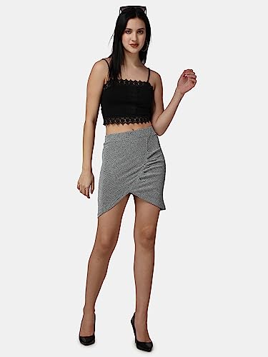 Image of POPWINGS Casual Shimmer Solid Sarong Mini Skirt for Women | Summer Skirt for Women | Mini Skirt for Women