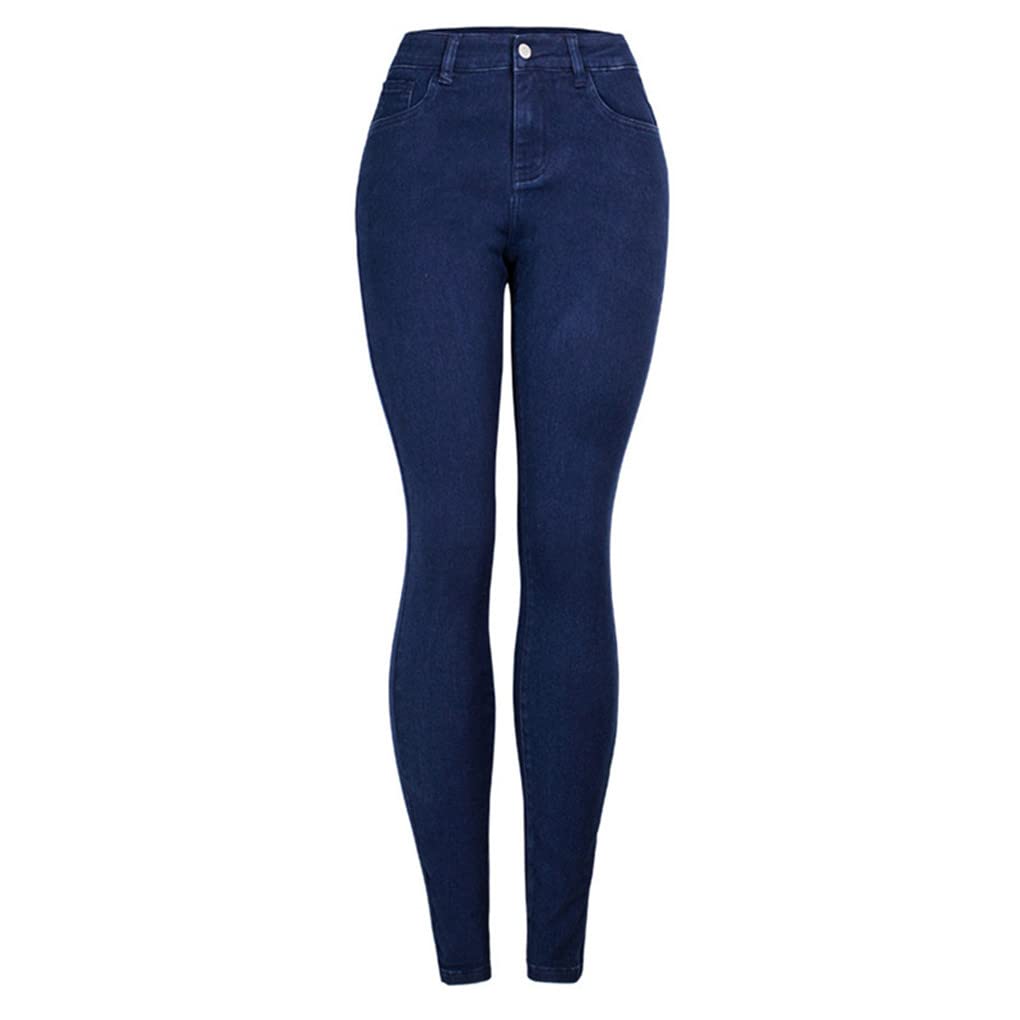 Dninmim Pantalones de mezclilla ajustados de cintura alta para mujer, para primavera, verano, pantalones ajustados