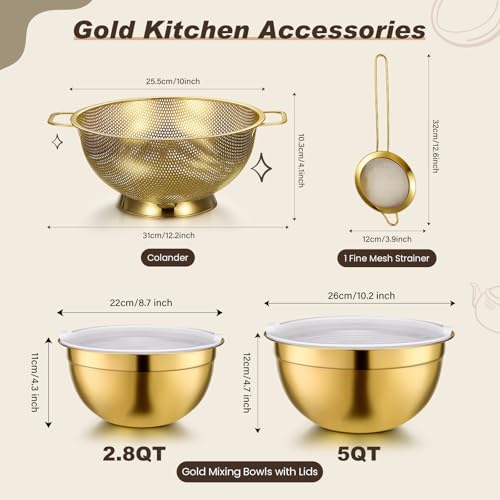 Set accesorios cocina oro acero inoxidable 7 piezas miniatura 2