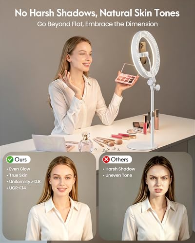 Image of Desk Ring Light with Stand for Computer, Zoom Lighting for Computer | 30 Light Modes for Video Conference, Video Calls, Home Office, Desk Lighting for Video Recording, Podcast, Webcam, Stream