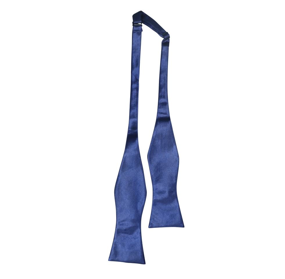 Men’s Satin Polyester Open Bow Tie (Navy Blue) (OB-5)-image-1