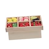 Garneck 1satz Mini Holz Vitrine Für Puppenhaus Obst Und Gemüse- Mit Realistischen Miniaturfrüchten Für Lebensmittelgeschäft Oder Supermarkt Platzsparendes Design Stilvoll Und