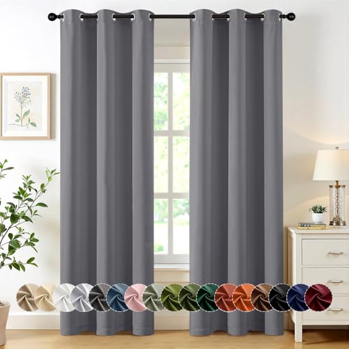 Image of MIULEE Blackout Curtains for Bedroom Living Room 2 Panels, Thermal Insulated Room Darkening Drapes Grommet Noise Reducing Light Blocking Window Treatments 84 Inches Long 40x84 Inch Light Gray
