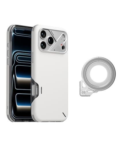 Aulumu A17 iPhone 17 Pro �ϏՌ��P�[�X(�z���C�g) + G09 �X�}�z�����O Magsafe (�V���o�[) - MagSafe�Ή� �P�[�X�ƃ����O�֗̕��ȃo���h��