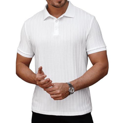 San paulo Men's Short Sleeve Solid Polo Shirt, Summer Fashion Golf Shirt