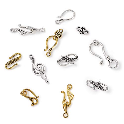 Craftdady 60 Sets 8 Styles Tibetan S Hook Ring Toggle Clasps End Clasps Connectors For Bracelet Jewelry Making #TOP2