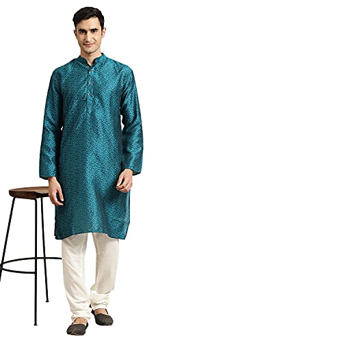 Image of SOJANYA (Since 1958, Men's Silk Blend Grey Kurta Pyjama & Silk Blend Jacket Combo