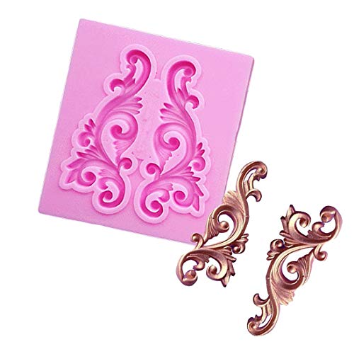 Oyfel. Fondant Flor de Encaje Fondant Molde De Silicona en Relieve con Forma de patrón Creativo Vintage Estilo Barroco Curlicues Rollo para Hacer Tarta Pastel 6 * 5.5 * 0.6cm thumbnail