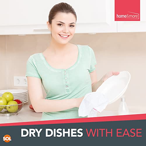 SOL 10pk Dish Cloths for Washing Up, 22x301cm Absorbent White Cleaning Cloths, Ideal for Kitchen, Dishwashing, Coutertop Wipes, Utensils Cleaning & Surface Cleaner, Reusable, Fast Drying & Durable
