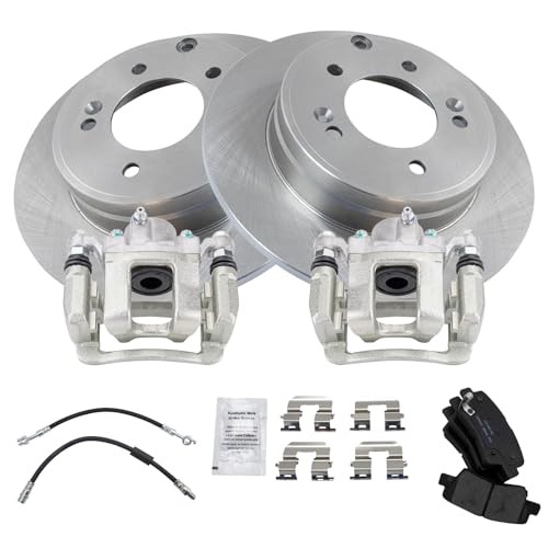 Image of TRQ Rear Brake Pad and Rotor Set Ceramic Calipers Compatible with 2014 Kia Optima