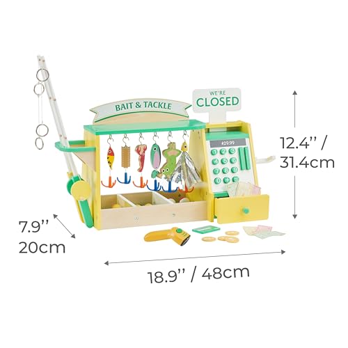Image of Teamson Kids - My Little Helper Fishing Shop | Wooden Role Play Counter, For Toddlers, Includes Fish & Accessories, STEM Gift, Ages 3+