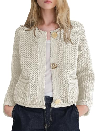 Balimtoy Womens Chunky Cropped Cardigan Long...