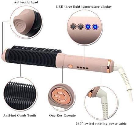 Plancha para el cabello eléctrica WJREGG, cepillo alisador profesional, peine caliente para alisado y rizado, calentamiento rápido miniatura 6