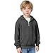 gsatuba Boys Quarter Zip Hoodies - Waffle Knit Kids Long Sleeve Hooded Sweatshirts Teens Pullover Tops Clothes Dark Gray Boys fashion Size 13 Years